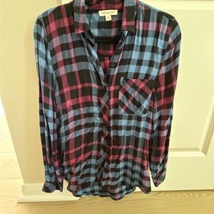 beachlunchlounge Pink and Blue Plaid Button-Down Shirt